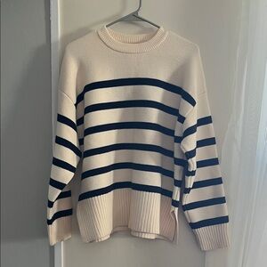 Zara Cream and Black Striped Sweater